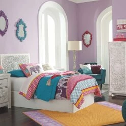 Signature Design By Ashley® Paxberry - White Wash - Twin Panel Headboard With Bolt On Bed Frame Beds