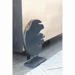 Moe's Home Collection Round Teak Wood Art Weathered Grey Small Table Decor