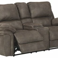 Ashley Furniture Reclining Furniture Trementon - Graphite - Dbl Rec Pwr Loveseat W/console
