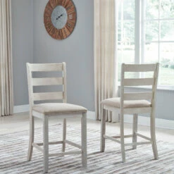 Ashley Furniture Stools Skempton - White - Upholstered Barstool (2/cn)