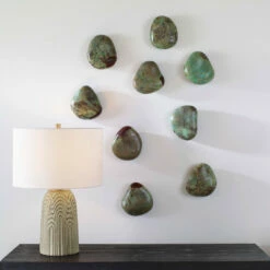 Accessories Uttermost Pebbles Aqua Wood Wall Decor, S/9