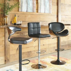 Ashley Furniture Stools Bellatier - Brown/black - Tall Uph Swivel Barstool(1/cn)