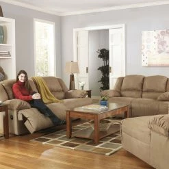 Signature Design By Ashley® Hogan - Warm - 2 Seat Reclining Sofa, Reclining Loveseat, Press Back Chaise