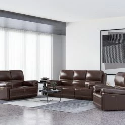 Emerald Home Sofas Bernard Dual Power Sofa Recliner And Headrest Kona Brown