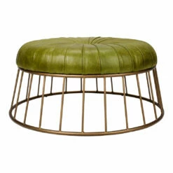 Moe's Home Collection Radcliffe Leather Ottoman Green Ottomans