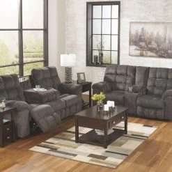 Ashley Furniture Reclining Furniture Acieona - Slate - Dbl Rec Loveseat W/console