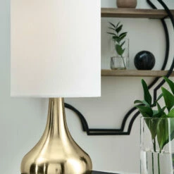 Ashley Furniture Accessories Camdale - Brass Finish - Metal Table Lamp (1/cn)