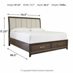 Signature Design By Ashley® Brueban - Rich Brown/gray - Queen Panel Bed With 2 Storage Drawers