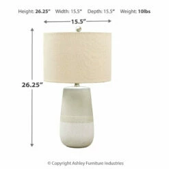 Ashley Furniture Shavon - Beige/white - Ceramic Table Lamp (1/cn) Accessories
