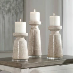 Uttermost Kyan Ceramic Candleholders, S/3 Table Decor