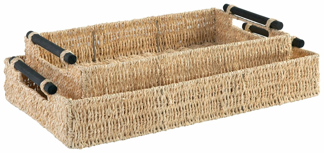 Budget ๐ Ashley Furniture Halima - Tan - Tray Set (2/cn) - Palm Leaf Table Decor ๐ 3 Ashley Furniture Halima - Tan - Tray Set (2/cn) - Palm Leaf Table Decor