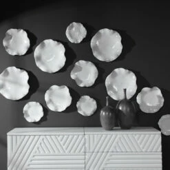 Uttermost Abella Ceramic Wall Decor, S/3, White