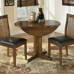 Signature Design By Ashley® Dining Room Sets Stuman - Ultimate Best In Class Round Drop Leaf Table, 2 Upholstered Side Chairs
