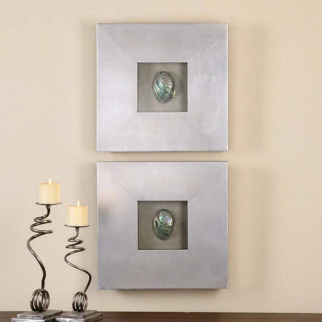 Outlet โ Uttermost Abalone Shells Silver Wall Art, S/2 ๐ 4 Uttermost Abalone Shells Silver Wall Art, S/2
