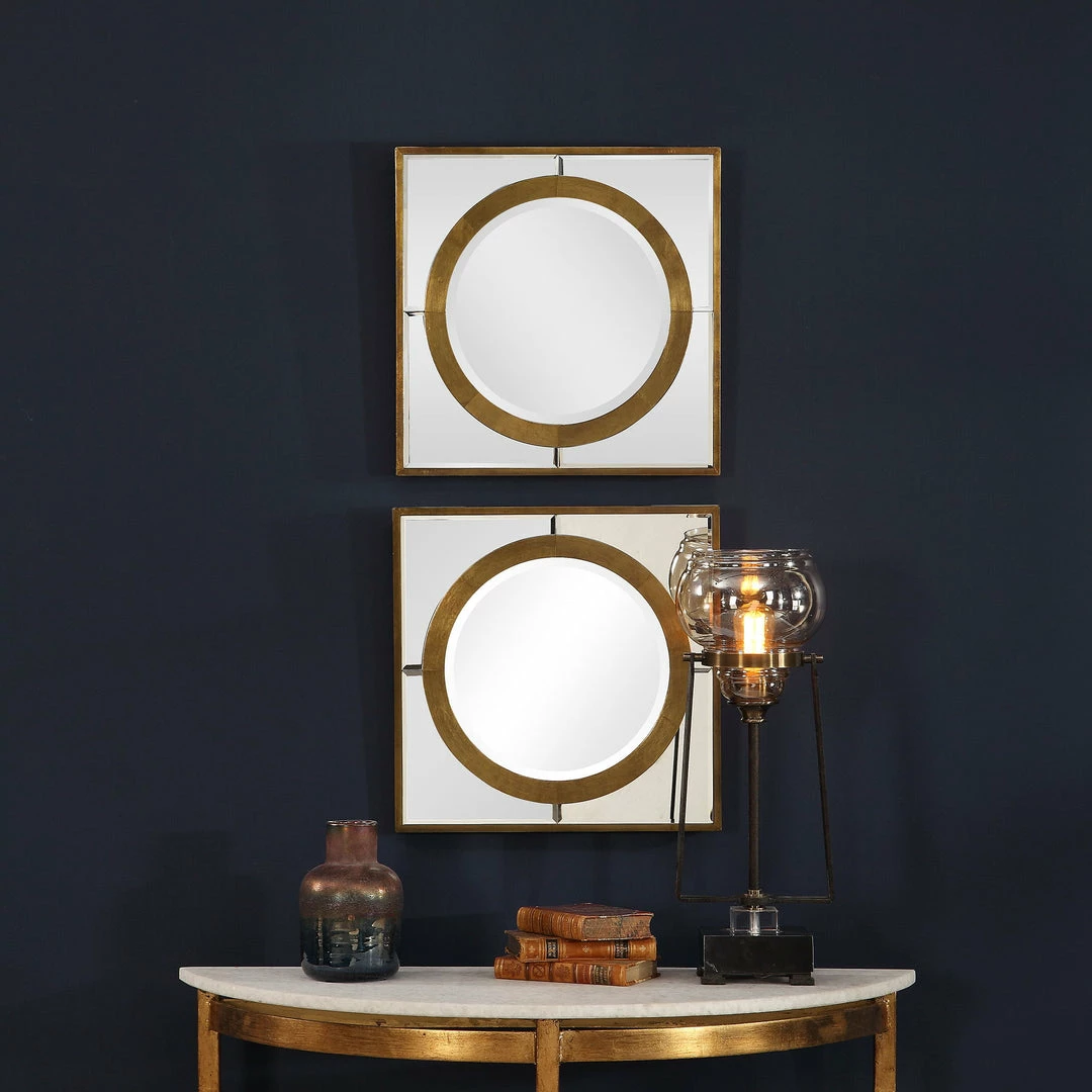 Cheap 🛒 Uttermost Gaza Gold Square Mirrors Set/2 🥰 4 Uttermost Gaza Gold Square Mirrors Set/2