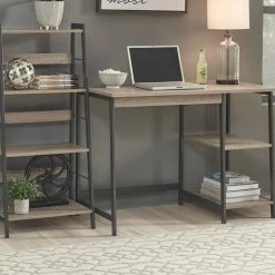 Ashley Furniture Soho - Light Best Gunmetal - Home Office Desk And Shelf