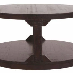 Hot Sale 🎉 Ashley Furniture Rogness - Rustic Brown - Round Cocktail Table Tables 🔥 14 Ashley Furniture Rogness - Rustic Brown - Round Cocktail Table Tables