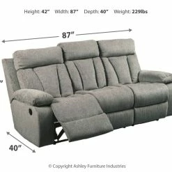 Ashley Furniture Mitchiner - Fog - Rec Sofa W/drop Down Table
