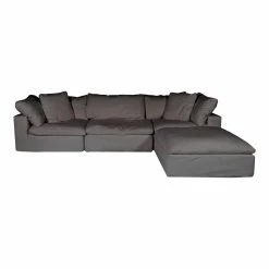 Moe's Home Collection Clay Lounge Modular Sectional Livesmart Fabric Light Grey