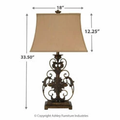 Ashley Furniture Accessories Sallee - Gold Finish - Poly Table Lamp (1/cn)