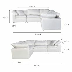 Moe's Home Collection Terra Condo Classic L Modular Sectional Livesmart Fabric Cream Sectionals
