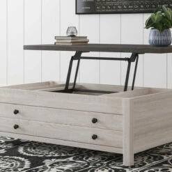 Ashley Furniture Dorrinson - White / Black / Gray - Lift Top Cocktail Table Tables