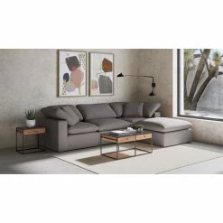 Moe's Home Collection Terra Condo Corner Chair Livesmart Fabric Light Grey Sectional Pieces