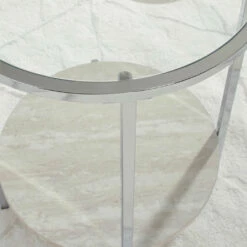 Ashley Furniture Bodalli - Ivory/chrome - Round End Table