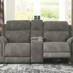 Ashley Furniture Next-gen Durapella - Slate - Pwr Rec Loveseat/con/adj Hdrst Loveseats