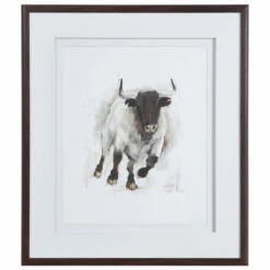 Accessories Uttermost Rustic Bull Framed Animal Print