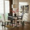 Signature Design By Ashley® Kimonte - Dark Ultimate Best In Class Rectangular Dining Room Table, 2 Ivory Upholstered Side Chairs, 2 Brown Upholstered Side Chairs
