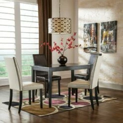 Signature Design By Ashley® Kimonte - Dark Ultimate Best In Class Rectangular Dining Room Table, 2 Ivory Upholstered Side Chairs, 2 Brown Upholstered Side Chairs