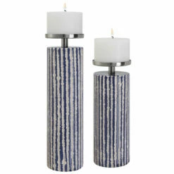Uttermost Havana Blue Candleholders, S/2 Table Decor
