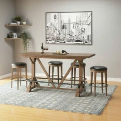 Top 10 ❤️ Emerald Home Benton Bar Height Trestle Table Brown / Dark Tables 👍 10 Emerald Home Benton Bar Height Trestle Table Brown / Dark Tables