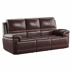 Emerald Home Sofas Bernard Dual Power Sofa Recliner And Headrest Kona Brown