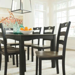 Ashley Furniture Froshburg - Black - Dining Room Table Set (7/cn) Dining Room Sets