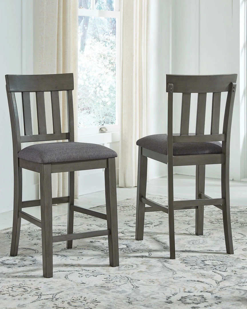 Brand new โ๏ธ Ashley Furniture Hallanden - Black / Gray - Upholstered Barstool (2/cn) ๐ 4 Ashley Furniture Hallanden - Black / Gray - Upholstered Barstool (2/cn)