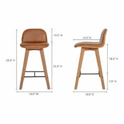 Moe's Home Collection Stools Napoli Leather Counter Stool Tan