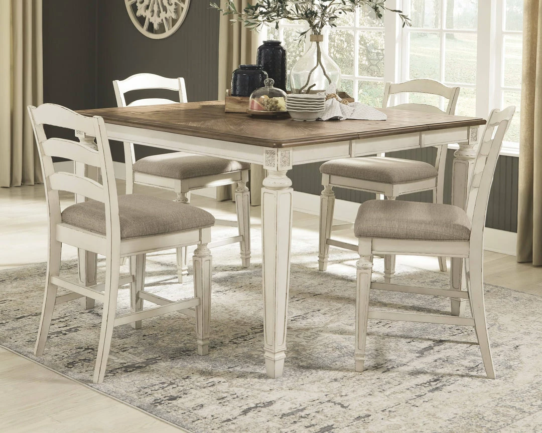 Best Sale 🔔 Signature Design By Ashley® Realyn - White - 5 Pc. - Counter Extension Table, 4 Barstools 🌟 7 Signature Design By Ashley® Realyn - White - 5 Pc. - Counter Extension Table, 4 Barstools