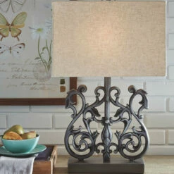 Ashley Furniture Capper - Antique Silver Finish - Metal Table Lamp (1/cn)