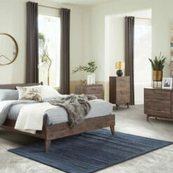 Signature Design By Ashley® Calverson - Mocha - 6 Pc. - Dresser, Three Drawer Chest, Four Drawer Chest, Queen Panel Platform Bed, Nightstand