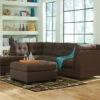 Benchcraft® Living Room Sets Maier - Walnut - 3 Pc. - Left Arm Facing Chaise 2 Pc Sectional, Ottoman