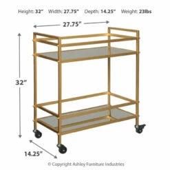 Ashley Furniture Bars & Bar Carts Kailman - Gold Finish - Bar Cart