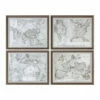 Uttermost World Maps Framed Prints S/4