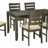 Ashley Furniture Dining Room Sets Rokane - Dark Brown - Dining Room Table Set (7/cn)