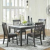 Benchcraft® Luvoni - Best In Class/Dark Charcoal Gray - Rectangular Dining Room Table, 4 Upholstered Side Chairs Dining Room Sets