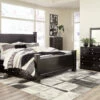 Signature Design By Ashley® Mirlotown - Almost Black - Dresser, Mirror, Chest, King Poster Bed With Storage, 2 Nightstands