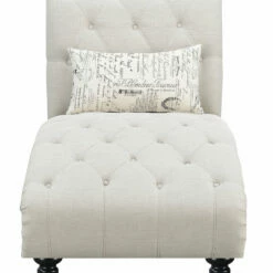 Emerald Home Chaises Hutton II Tufted Chaise, Ivory
