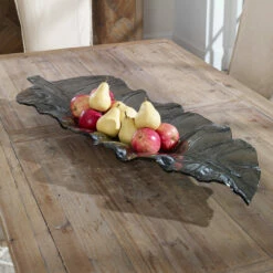New 🌟 Table Decor Uttermost Smoked Leaf Glass Tray 🧨 7 Table Decor Uttermost Smoked Leaf Glass Tray