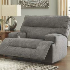 Ashley Furniture Coombs - Charcoal - Wide Seat Power Recliner